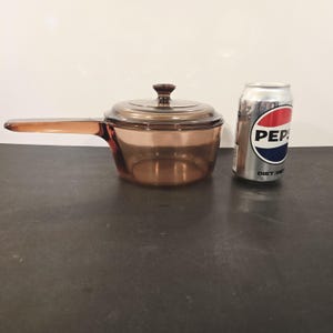 Vintage Vision Corning 1 litre quart Amber Saucepan with lid-V-1-B France P810 (#82) Visions