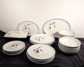 Discontinued Denby "Greenwheat." dinner-lunch-dessert-plates-bowls-platters