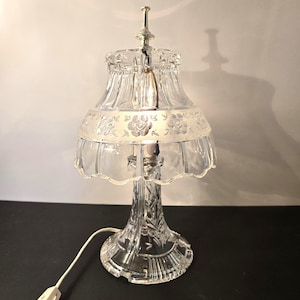 Stunning Vintage Small Glass Boudoir Table Lamp-14&quot; tall-Soft-Night light-Flowers (#18)