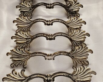 3" CENTRES French Provincial Drawer Pull Canada CH1138 White Gold Fancy Leafy Brass