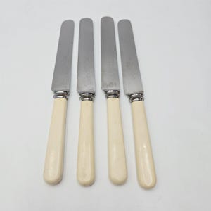 Antique THOMAS WARD & Sons WARDONIA Bakelite Handle Dessert/Luncheon Knife, Set Of 4, Stainless Steel, Sheffield