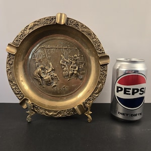 Vintage Large Brass German Ashtray / Vintage Solid Brass Ashtray Heavy