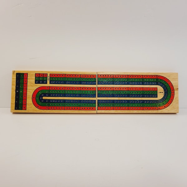 Wooden Cribbage Board - Folding - Travel Cribbage - Bottom Storage - Pegs - Vintage Travel Cribbage