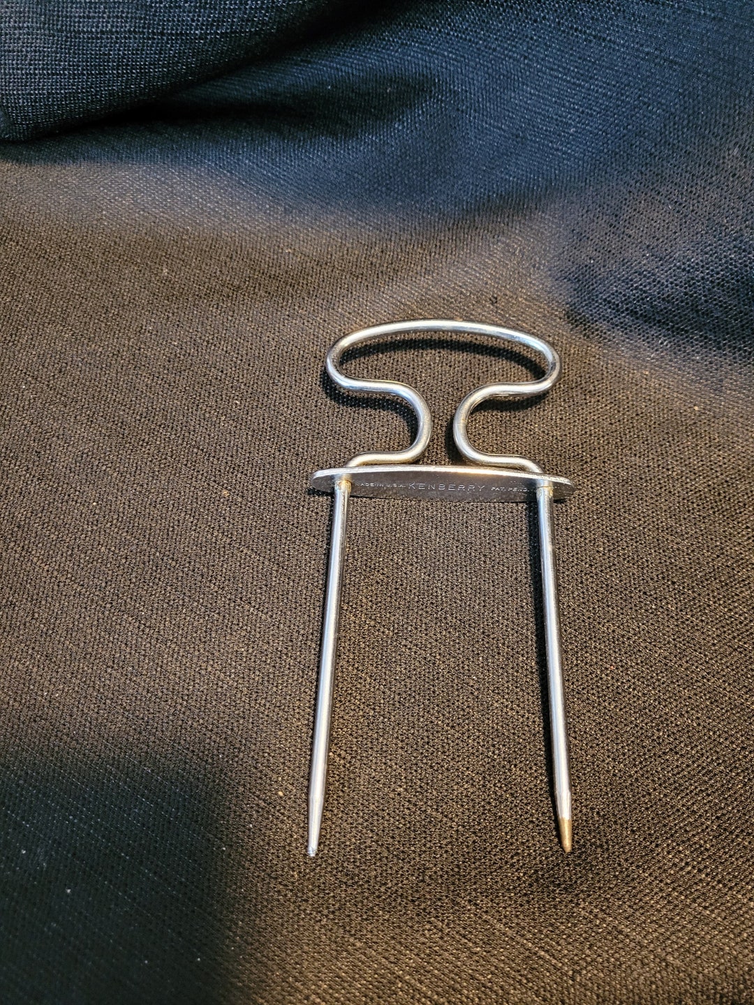 Vintage Kenberry Steel 2 Prong Meat Roast Turkey Fork Skewer Made in