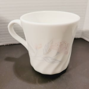 Corelle Pink Trio Blossom-Discontinued-Floral-Blue Gray Swirl-Mugs