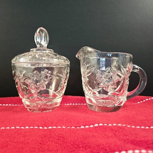 Anchor Hocking Early American Prescut -Butter-Dish-Creamer and Sugar Bowl Set
