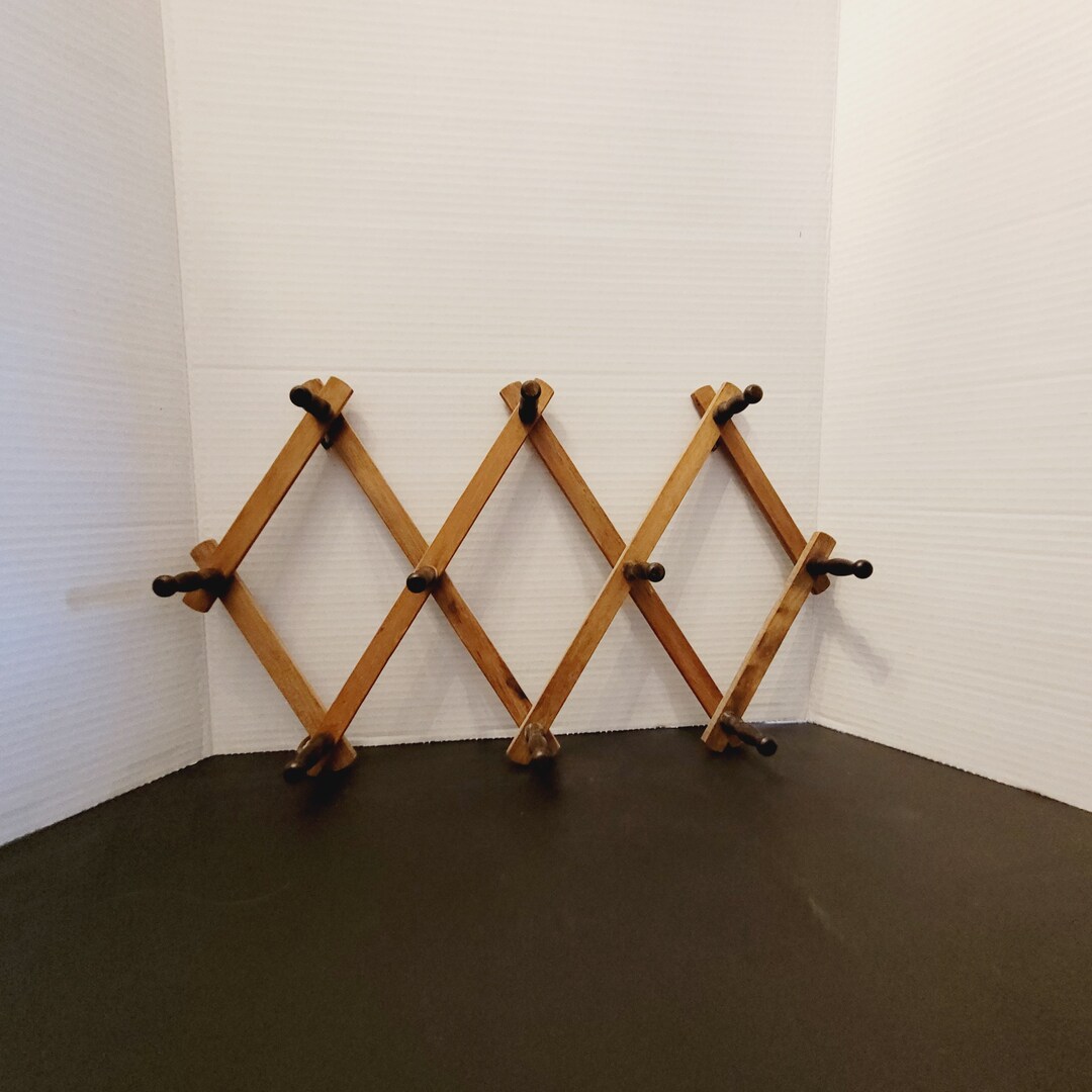 Vintage Wooden Accordian Peg Rackexpanding Coat Rack10 Pegs Etsy