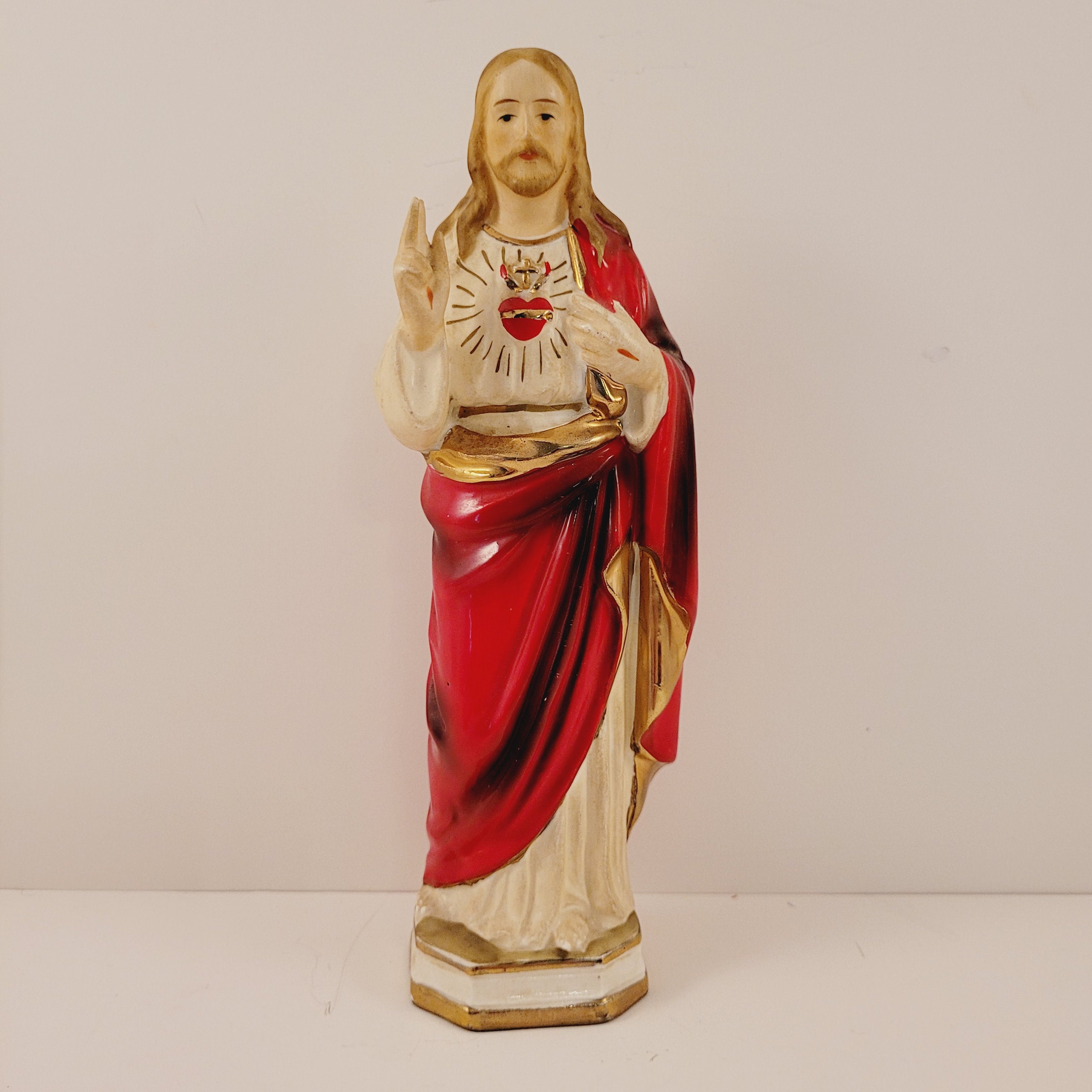 Vintage Ceramic Sacred Heart of Jesus-statue-japan-8