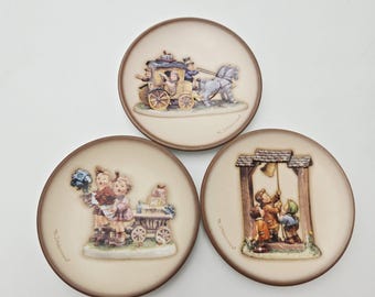 Mini assiettes Hummel Century Collection - Lot de 3 calèches-wagon-flowers-bell-ring