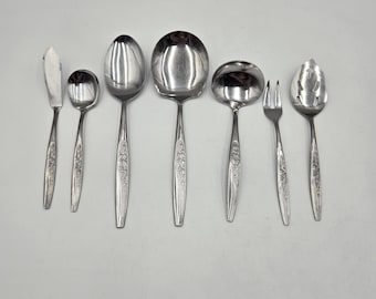 Vintage Japan Embrace Stainless 7 piece Serving Set - National Stainless