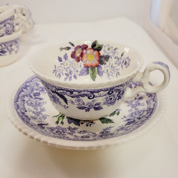 Copeland Spode England Mayflower China Cups and Saucers - Teacups - Demitasse - Large Cup - Latte
