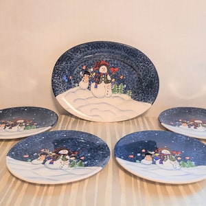 Snowman Plates - Snowman Appetizer Plates - Snowman plate set - Holiday lunch plates - Snowman Platter - Winter plates - Holiday dessert