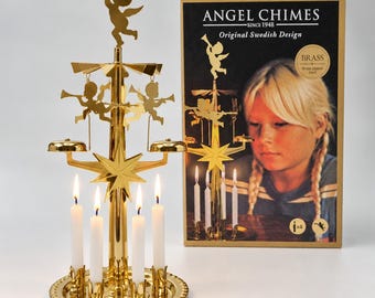 Campanillas navideñas Angel Chimes de latón sueco, modelo 9011, en caja.