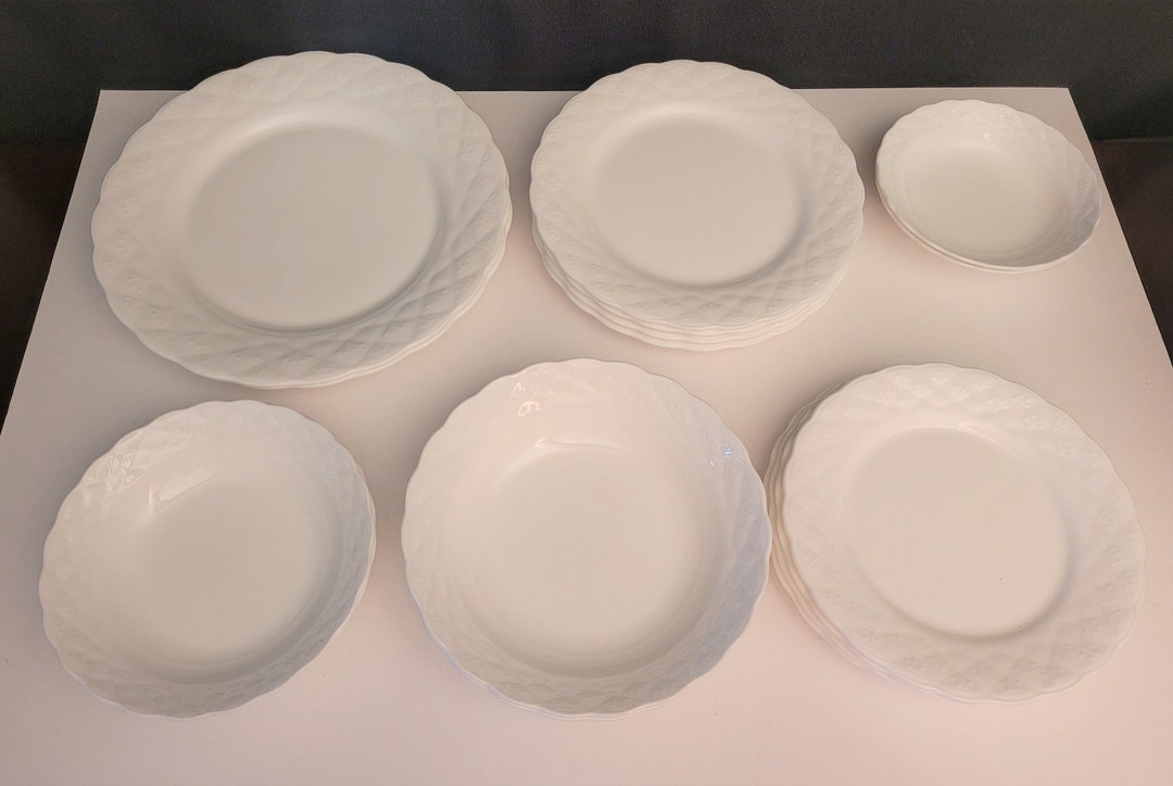 White Bone China Plates Haengnam SA Korea White Bone China Embossed