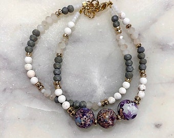 Beautiful Jasper Howlite Adjustable Beaded Bracelet