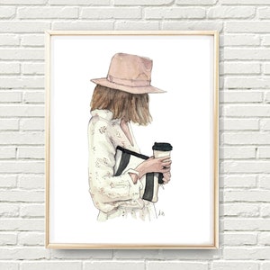 Stampa illustrazione fashion, Monday coffee