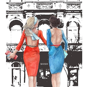 Fashion illustration print, Gossip girl