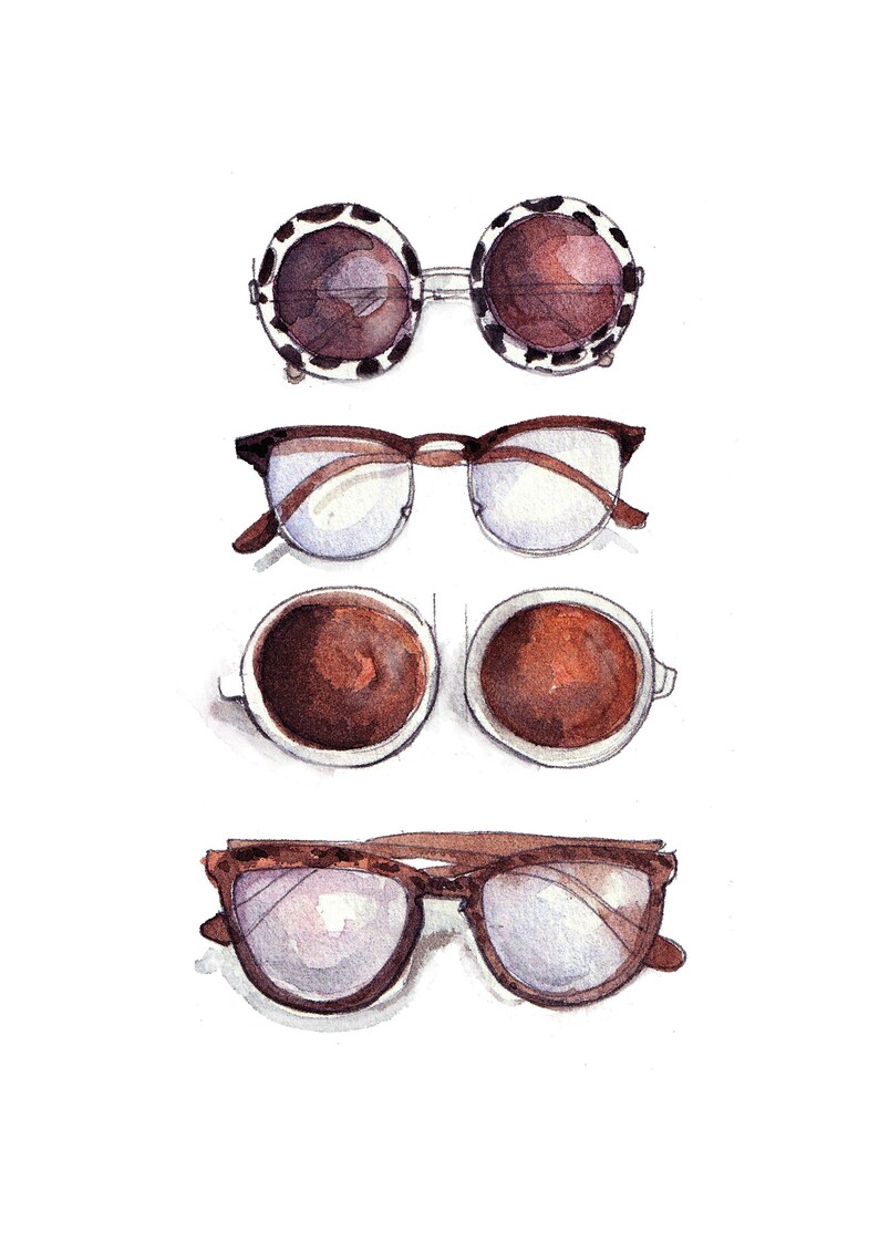 Coffee /& Sunglasses Fashion illustration print