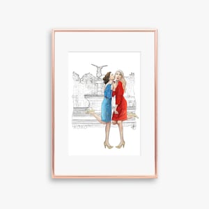 Stampa illustrazione Blair e Serena, Gossip girl.