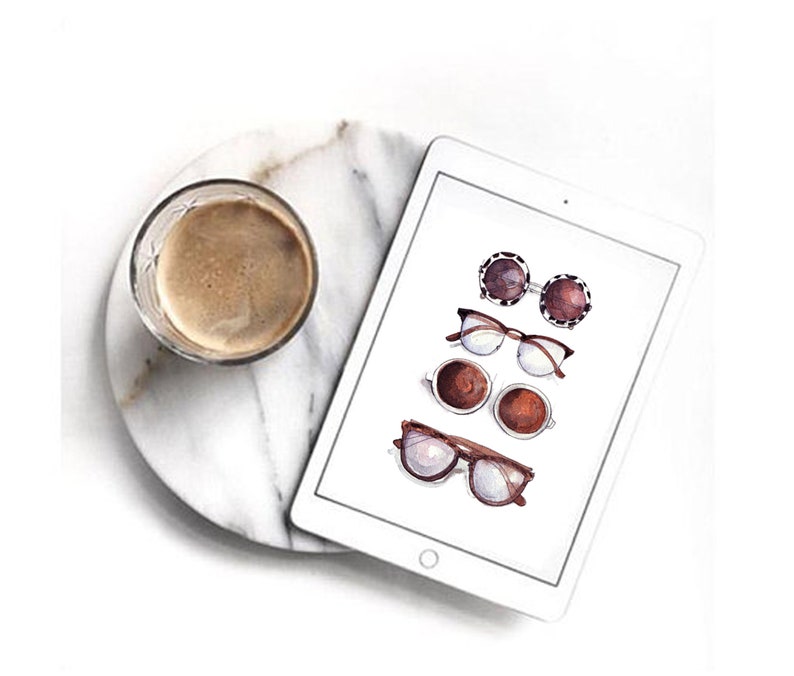 Coffee /& Sunglasses Fashion illustration print