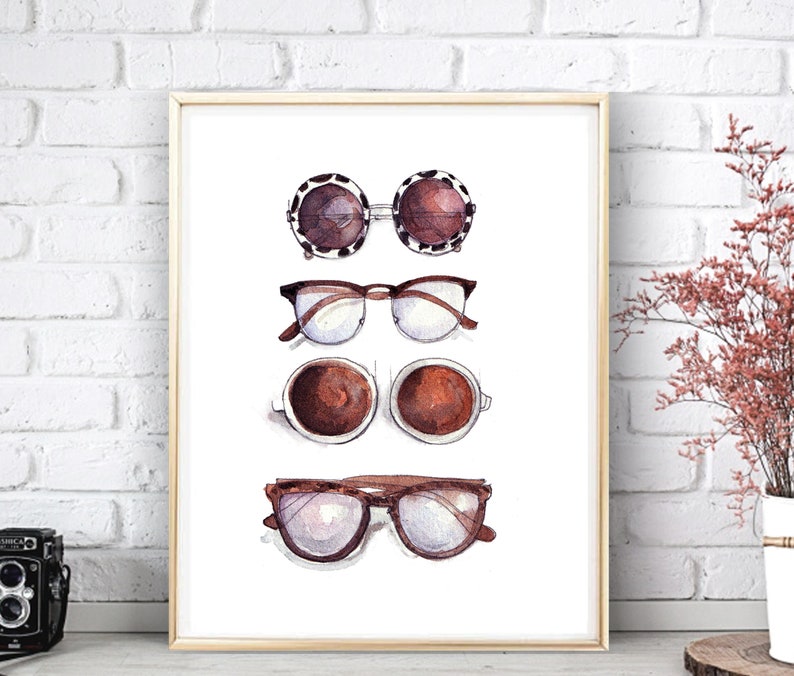 Coffee /& Sunglasses Fashion illustration print