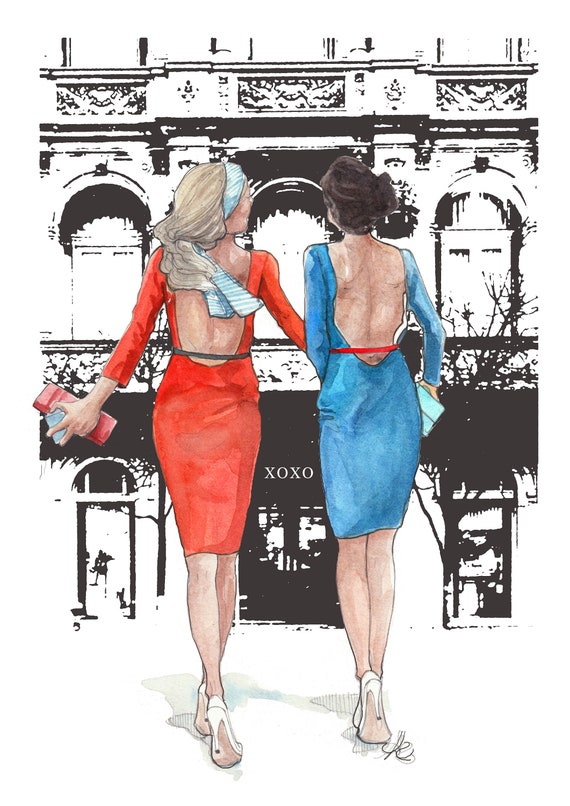 Fashion Illustration Print Gossip Girl Etsy Fashion Illustration Print Gossip Girl Etsy