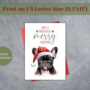 French Bulldog Christmas Card // Frenchie Santa Hat