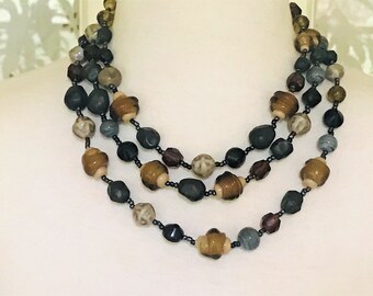Triple Strand Agate Necklace