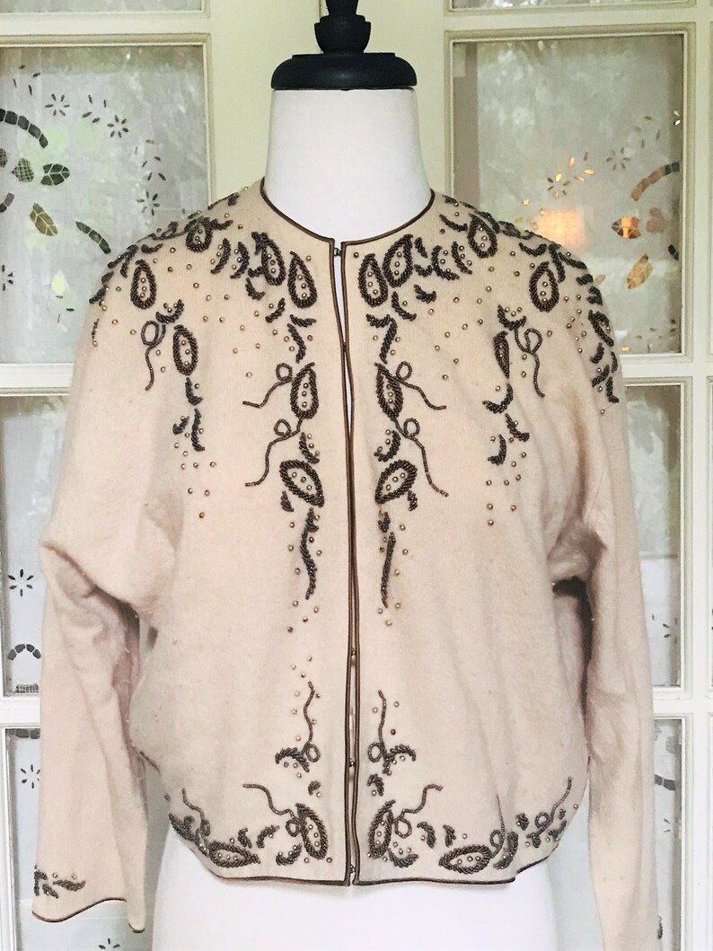 Vintage Beaded 1950/'s Cardigan