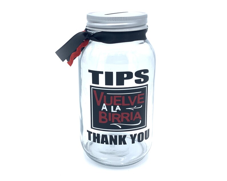 Custom Tips Jar Custom Logo Tip Jar Large Quart Size Coin Etsy