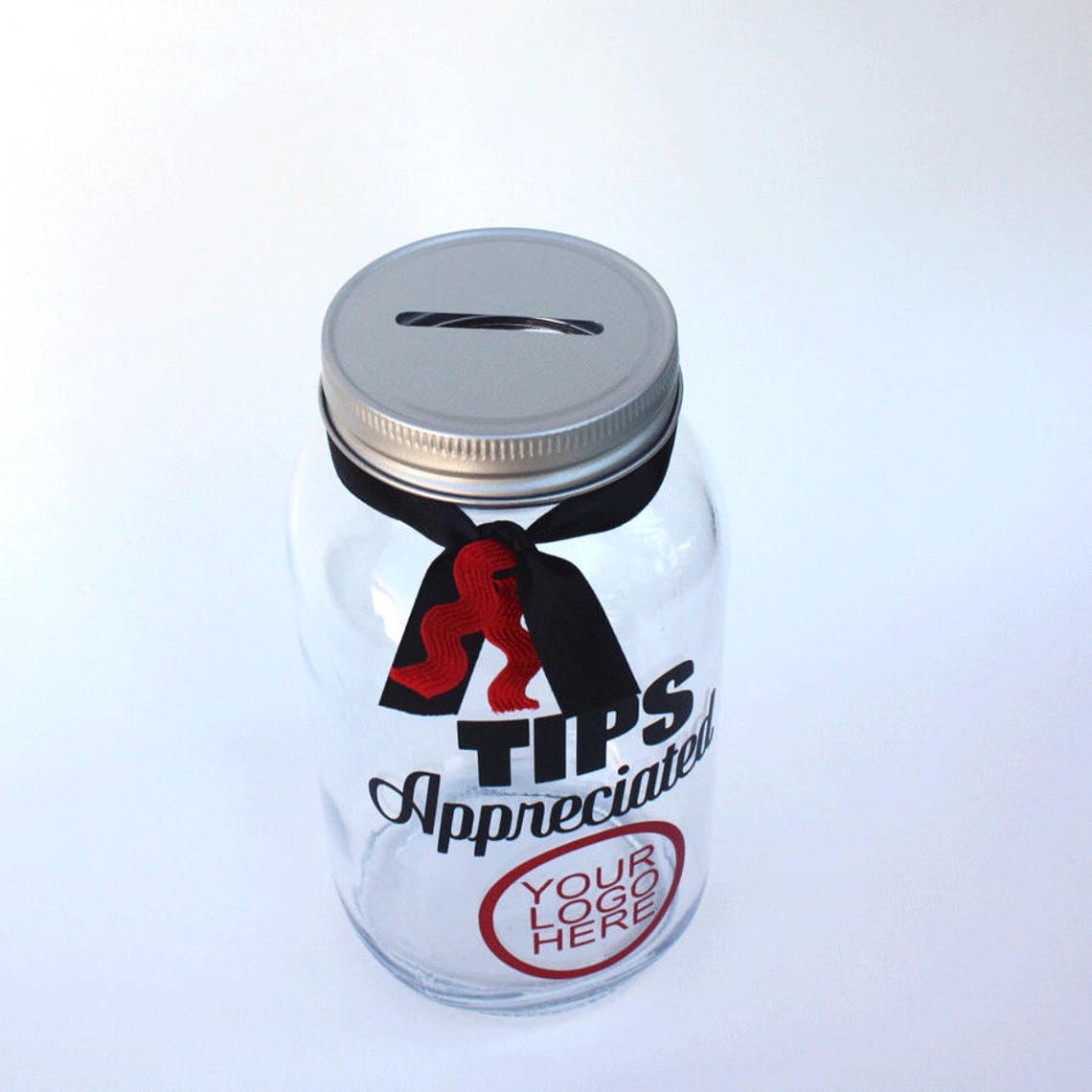 Custom Tips Jar Custom Logo Tip Jar Large Quart Size Coin Etsy