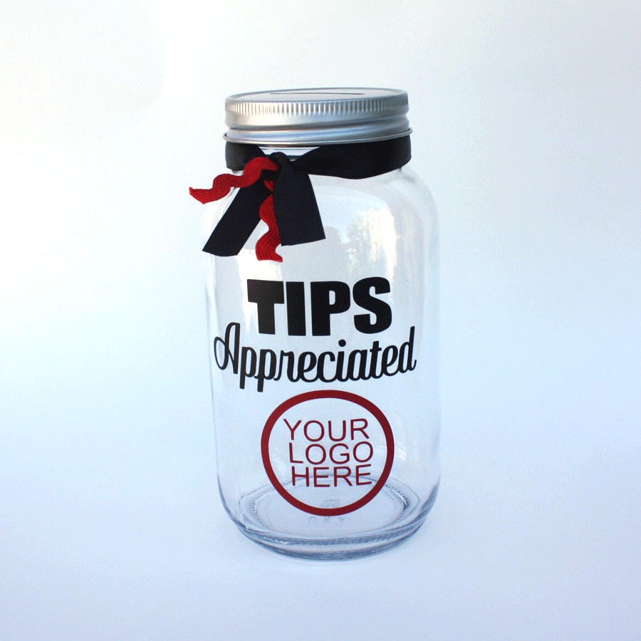 Custom Tips Jar Custom Logo Tip Jar Large Quart Size Coin Etsy
