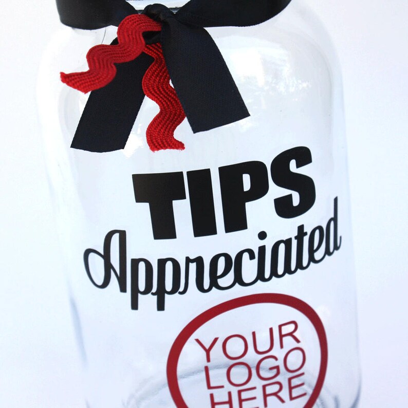 Custom Tips Jar Custom Logo Tip Jar Large Quart Size Coin Etsy