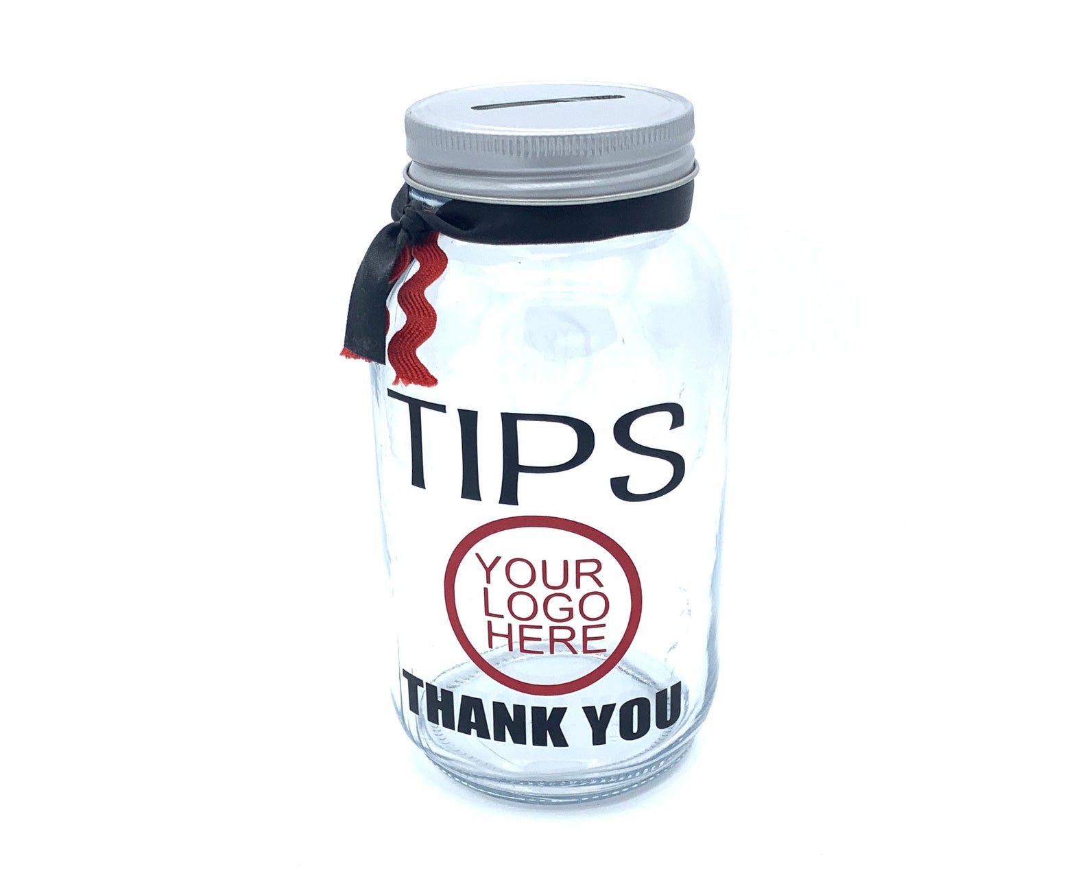Custom Tips Jar Custom Logo Tip Jar Large Quart Size Coin Etsy