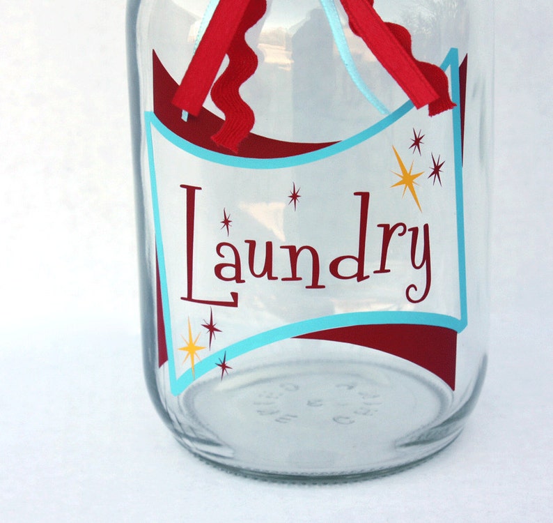 Retro Laundry Canning Jar bank with coin slot lid and Ribbon Etsy