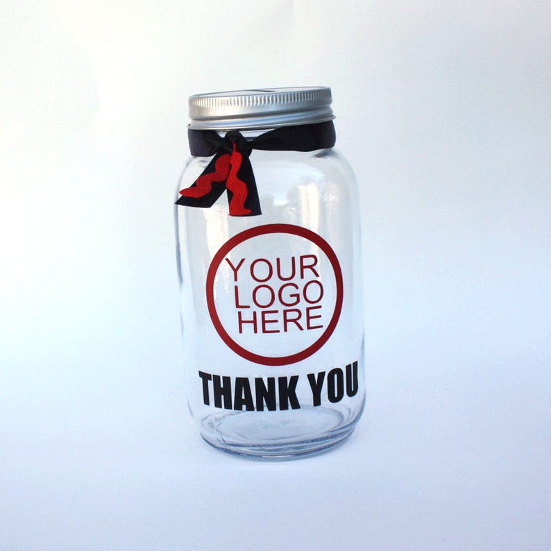 Custom Tips Jar Custom Logo Tip Jar Large Quart Size Coin Etsy