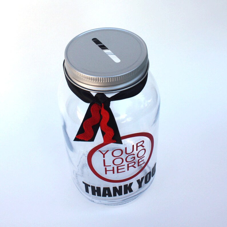 Custom Tips Jar Custom Logo Tip Jar Large Quart Size Coin Etsy