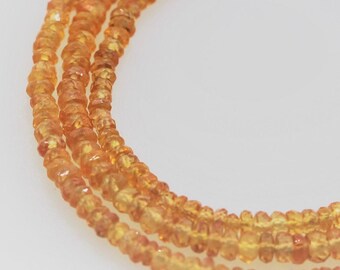 Peach Sapphire Orange Sapphire Songea Sapphire Full 16 Inch Bead Strand Faceted Rondelle