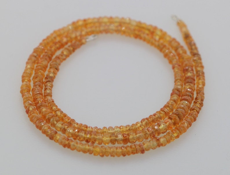 Peach Sapphire Orange Sapphire Songea Sapphire Full 16 Inch Bead Strand Faceted Rondelle