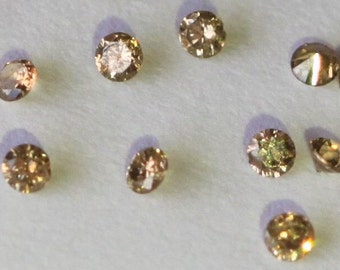 Natural Champagne Diamonds 1/2ctw LOT 60 pcs 1.2mm Brilliant Cut, VS Clarity, Unheated Diamond, Melee Diamond, Loose Diamond
