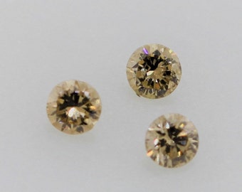 3mm Untreated Champagne Diamond SI1 Clarity 0.11ct, Natural Diamond, No Heat, Brilliant Cut, Loose Diamond