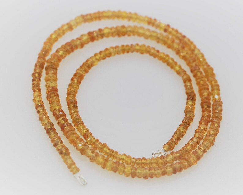 Peach Sapphire Orange Sapphire Songea Sapphire Full 16 Inch Bead Strand Faceted Rondelle