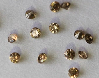 Natural Champagne Diamond 1.2mm 12 Piece Lot 0.10ctw Brilliant Cut, VS Clarity, Unheated Diamond, Melee Diamond, Loose Diamond