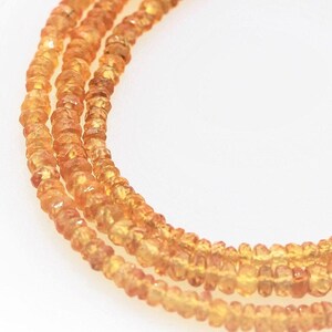 Songea Sapphire Full 16 Inch Bead Strand Faceted Rondelle, Peach Sapphire, Orange Sapphire