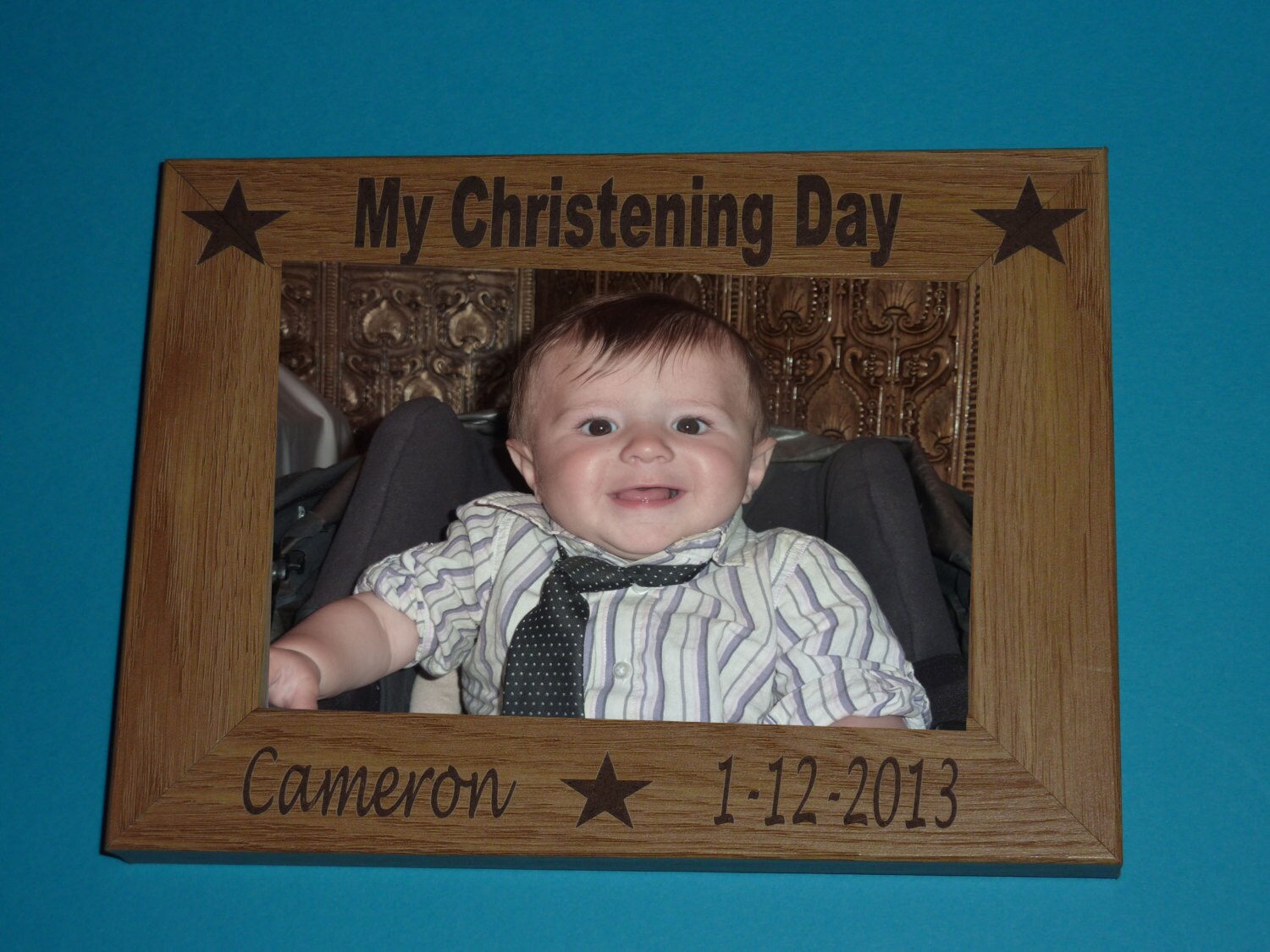 Personalised Engraved Wood Photo Frame Christening Gift Etsy