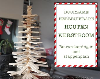 NEDERLANDSE VERSIE Duurzame Herbruikbare Houten Kerstboom Bouwtekeningen met stappenplan PDF