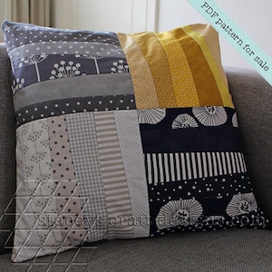 Slanting Strips & Stripes Cushion - PDF sewing pattern with instructions