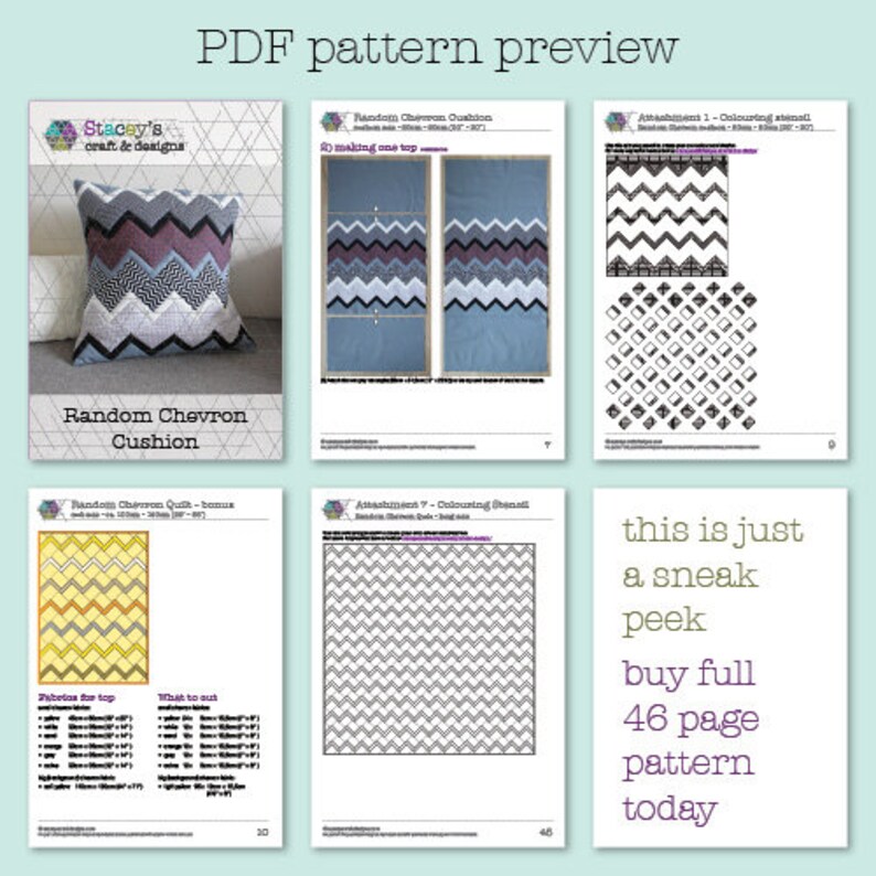 Random Chevron Cushion PDF Sewing Pattern With Instructions - Etsy