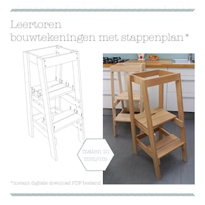 Dutch version - see shop for English version - Bouwtekeningen met Stappenplan - Leertoren / Montessori peuter opstap - digitaal PDF bestand