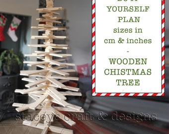 Sustainable Reusable Eco Friendly Wooden Christmas Tree - DIY plans & instructions PDF - Sizes in cm and inches